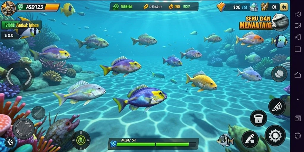 Screenshot gameplay Tembak Ikan yang menarik dan penuh warna.