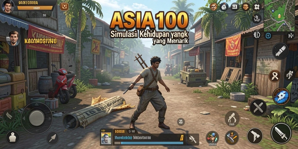 Tampilan menarik dari gameplay ASIA100 yang menggambarkan simulasi kehidupan.