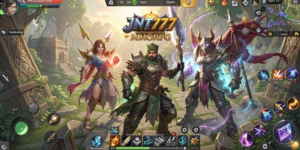 Screenshot gameplay JNT777 menampilkan aksi pertarungan yang mendebarkan dan pengaturan dunia RPG.