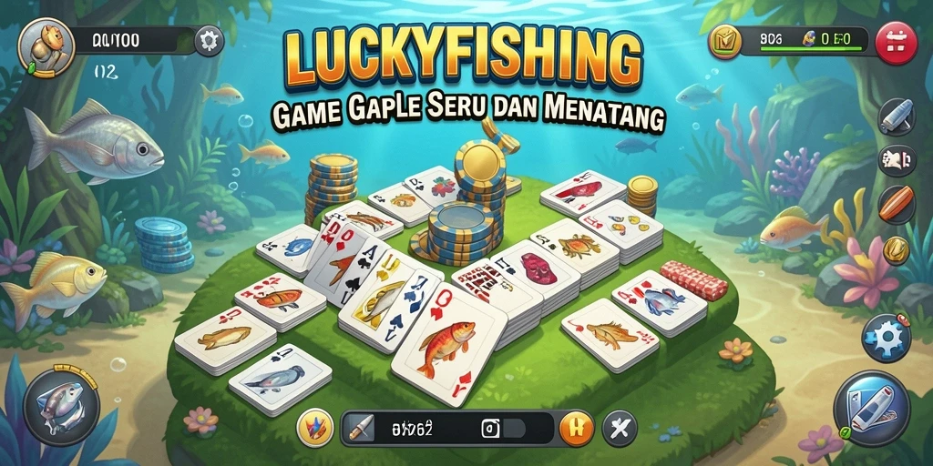 Tampilan gameplay menarik dari LUCKYFISHING dengan nuansa Gaple.