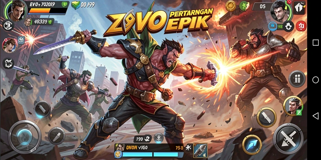 Tampilan seru gameplay OVO99 dengan aksi pertarungan mendebarkan.