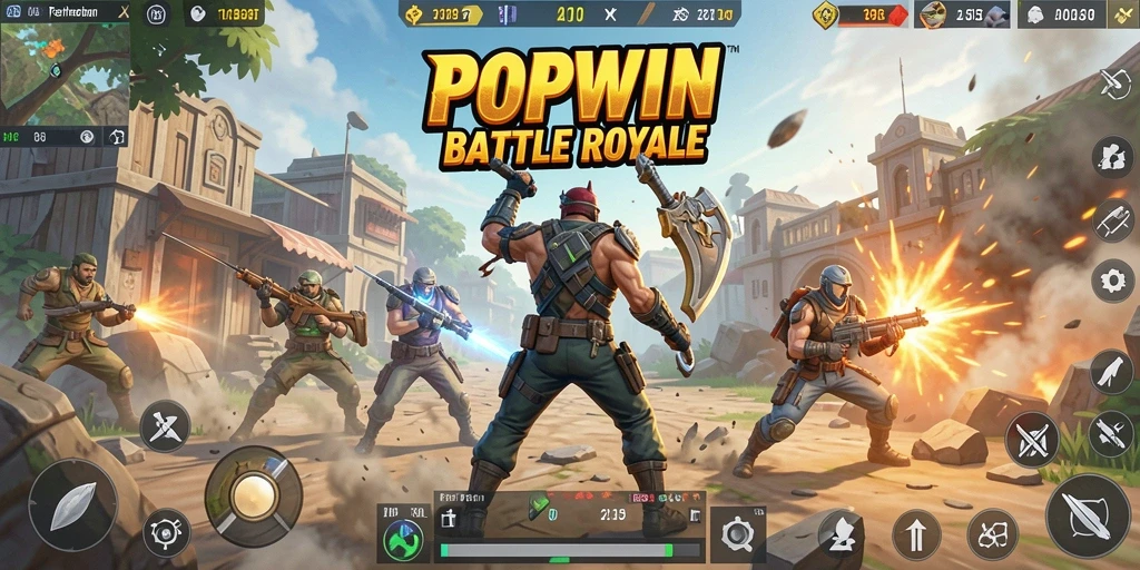 Screenshot gameplay menampilkan pertempuran seru di arena POPWIN.