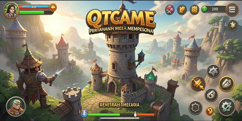 Tampilan layar gameplay QTGAME yang menegangkan dalam aksi Tower Defense.