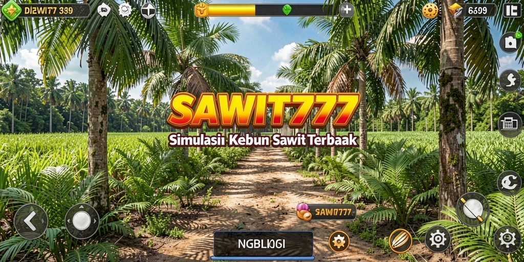 Tampilan screenshot utama SAWIT777 yang menampilkan gameplay pertanian sawit.