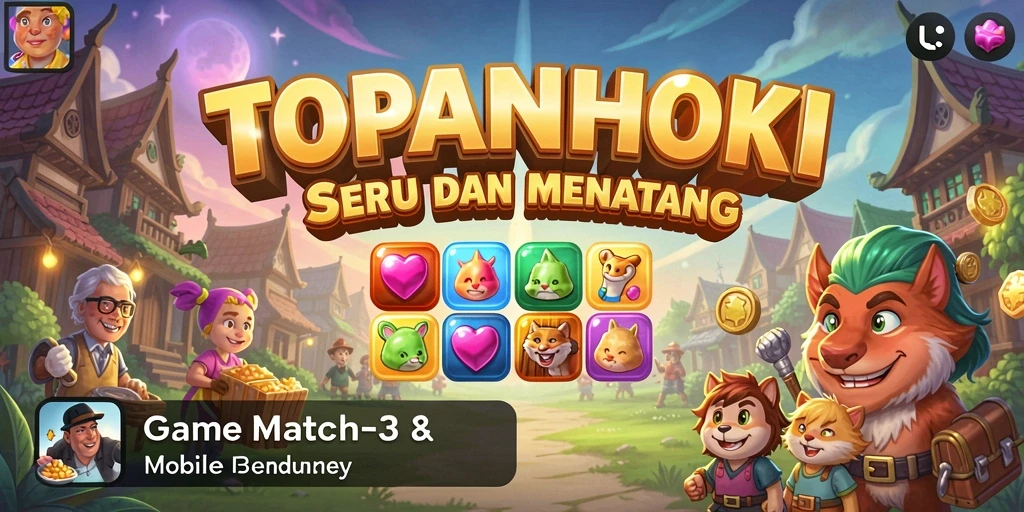 Tampilan gameplay TOPANHOKI dengan match-3 yang seru.
